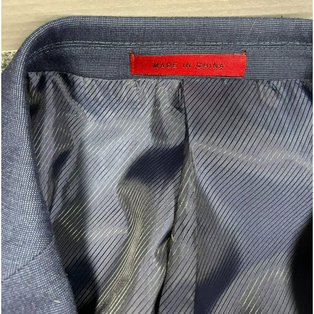 Alfani Slim Fit Men's Navy Suit Jacket Red Lining 40R Button Cuffs Pockets - Picture 4 of 7